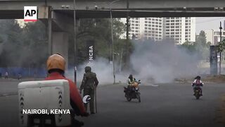 Tear gas fired at Nairobi protest against police brutality.