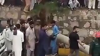 Two people died after an electric pole fell on a Mehran car on Pirwadhai Road in Islamabad.