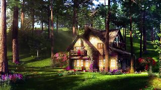Meditation, Enchanted Cottage Forest, Birds Sounds, Crickets and Nature Sounds, ASMR Ambience