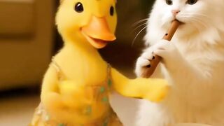 Duck  cat dance funny video