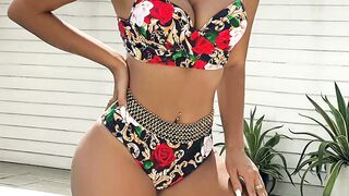 Women Bohe Floral Print Two Piece Outfits Fashion bra
