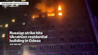 Russian strike hits Ukrainian residential building in Odesa.