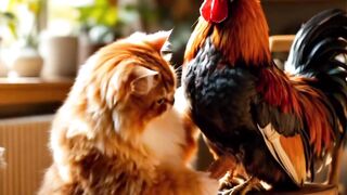 Chicken and Cat Friendship