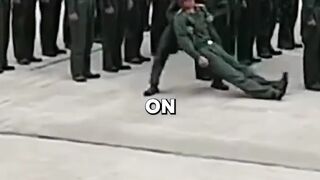 Soldier drops during the most important event