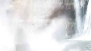 Close Call at Lower Calf Creek Falls: Swimmers Dodge Falling Boulders