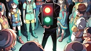 Squid game red light green light and dalgona in anime