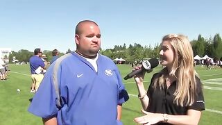 Sports Reporter Knocked Out by Football Player.