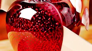Cutting glass fruit red  apple asmr