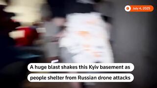 Kyiv Shelter Hit by Massive Explosion Amid Russian Drone Attack
