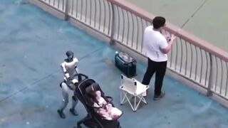 Video Robot Jadi Baby Sitter, di Era Digital Ayah Santai Mancing saat Anak Dijaga Teknologi