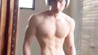 A boy shows off his fit body.