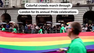 Colorful crowds celebrate Londons Pride Parade -