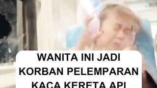 Miris! Seorang wanita jadi korban pelemparan kaca kereta api oleh orang tak dikenal saat perjalanan.