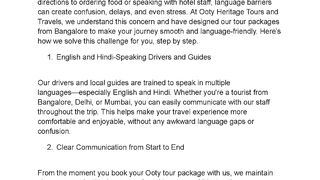 Bangalore To Tour Packages