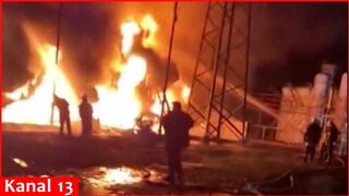 Kharkiv fire crews battle blaze at energy infrastructure site as Russian missiles hit Ukraine