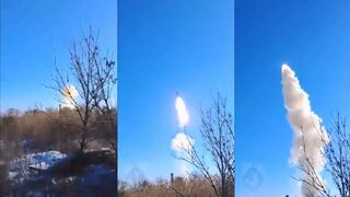 Ukrainian S-300V1 air defence system launches 9M83 medium-range anti-aircraft missile