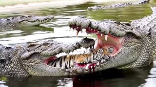 crocodile preys on leopard cubs