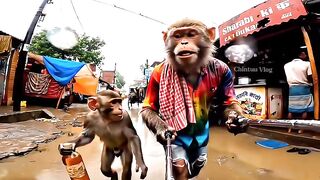 Monkey vlogin karte hue gayi daru pine