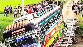 Bus in river