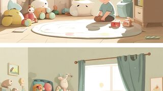 Can You Spot the 1 Difference? Boy Sitting with His Toys!