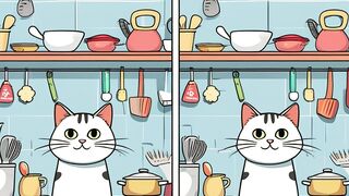 Find the Difference Kitchen Cat Puzzle Challenge!