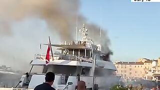 Luxury Yacht Engulfed in Flames in Saint-Tropez Port