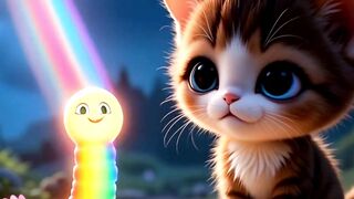 Cat playing with rainbow worm