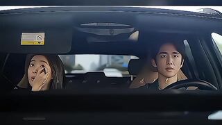 The way, he carefully drives the car for her makeup
