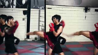 Pad work kickboxing