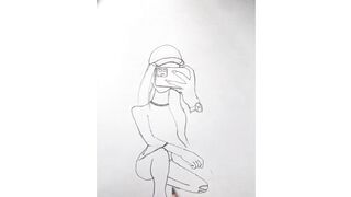 How to draw girl with mobile sketch