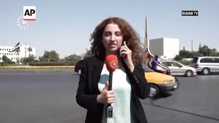 Reporter runs for cover as Israel strikes hit Syria Defense