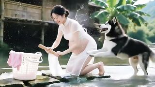 Intelligent Lovely Dog And Elephant