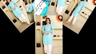 Sky Mirage Cotton Suit 2 Piece Stitched  (Aqua)