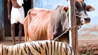 Cow Stares Down Tiger in Shocking Village Scene