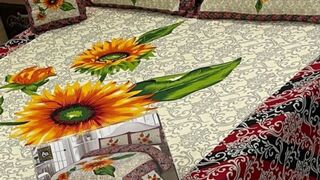 King Size Bed Sheets 4 Piece 3D Panel Bedsheet Crystal Cotton