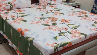 Fabric Export Cotton 3 Piece Stitched 2 Sided Frill BedSheets