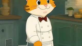 Finally cat make a dinner