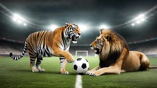 Tiger and lion football match