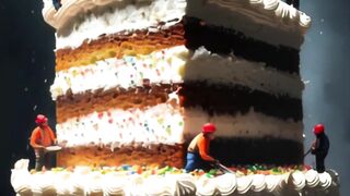 Tiny Workers, Giant Cake The Sweetest Construction Ever