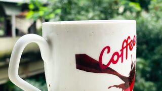 a cap tea with rainy day