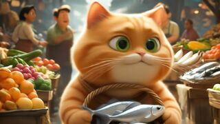 A cute cat walking market to buskat
