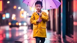 Little boy on the night road