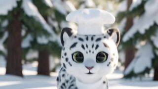 Cate running over snow