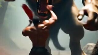 Big lion vs bodybuilder