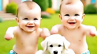 cute baby with dogs vedio
