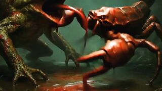 Frog and scorpion fighting