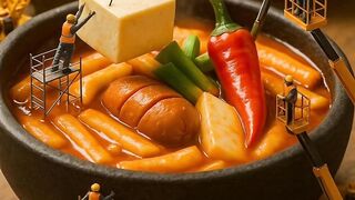 Food construction Tteokbokki Jjigae (Korean Spicy Rice Cake Stew)