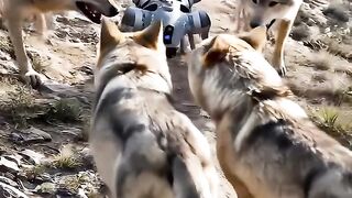 Machine Dog Fights Wild Wolf Leader  Stunning AI Effects!