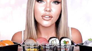 Glass sushi eating asmr