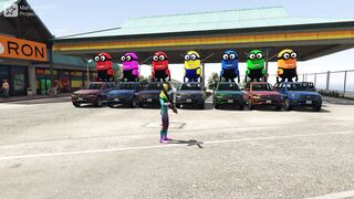 GTA V SpiderMan Launches Minions with Cars!  sl nano geek CarLaunch MinionsFly GTA5Ragdoll